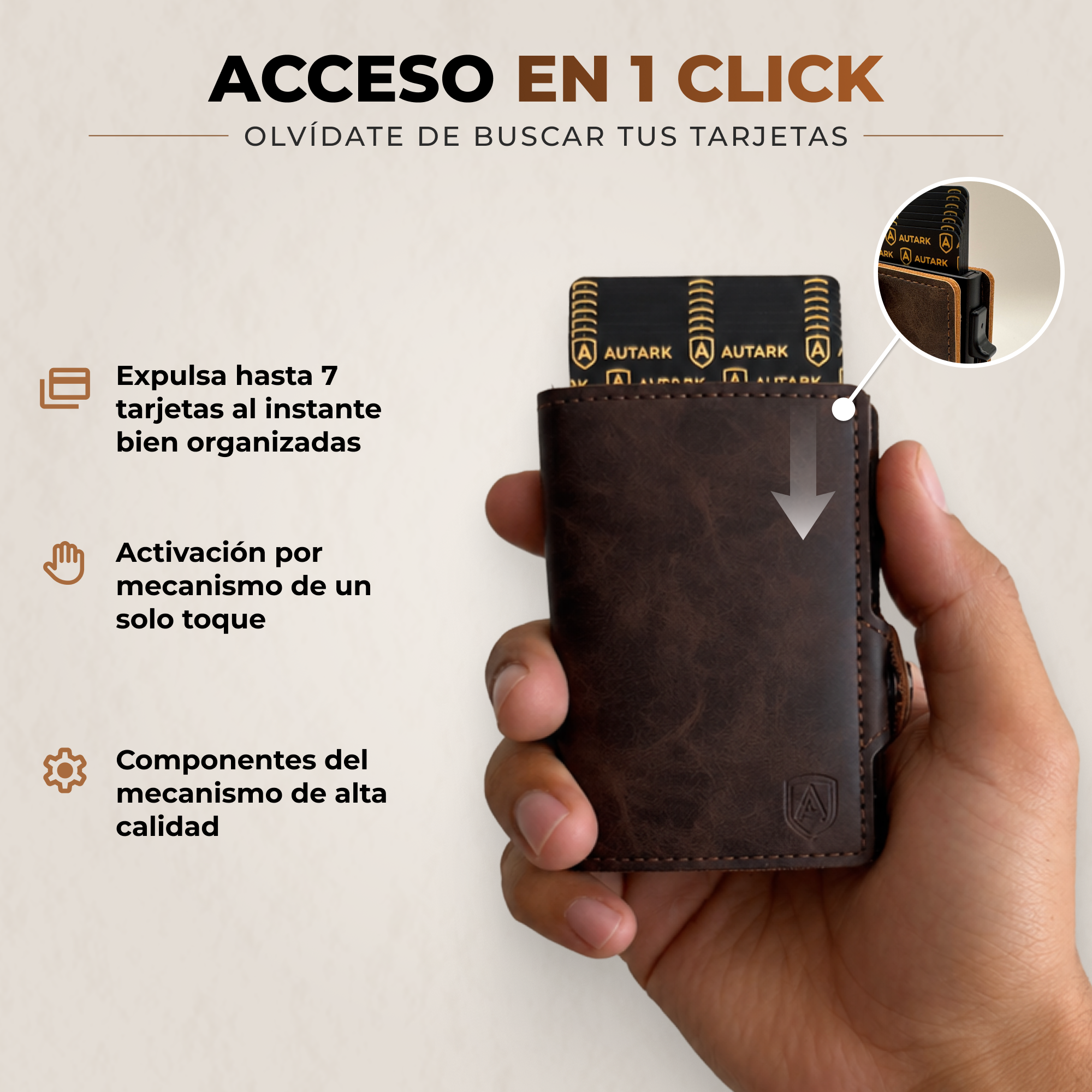 Cartera, color Café Oscuro