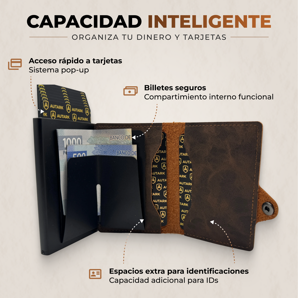 Cartera, color Café Oscuro